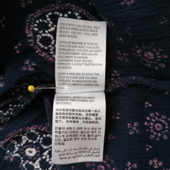 Style & Co Womens Blue Round Neck Bell Sleeve Embroidered Floral Blouse Size L - Picture 7 of 7